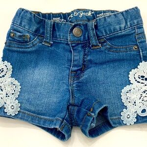 Cat & Jack Light Washed White Eyelet Soft Lightweight Denim Shorts 12 Months